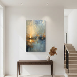 Wabi-Sabi Golden Sunrise Abstract Oil Painting #SS089