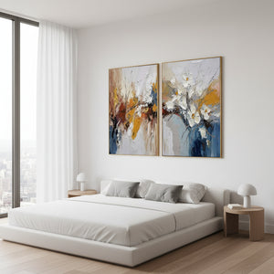 Hand-Painted Abstract Floral 3D Textured 2-Piece Canvas Art Set #SS101