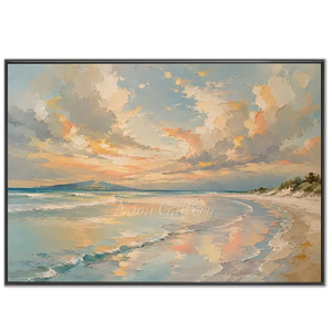 Serene Coastal Sunset Oil Painting #NM404