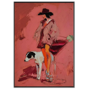 Handmade Surrealism Cowgirl Oil Painting #SS328
