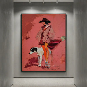Handmade Surrealism Cowgirl Oil Painting #SS328