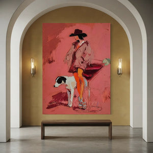 Handmade Surrealism Cowgirl Oil Painting #SS328