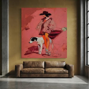 Handmade Surrealism Cowgirl Oil Painting #SS328