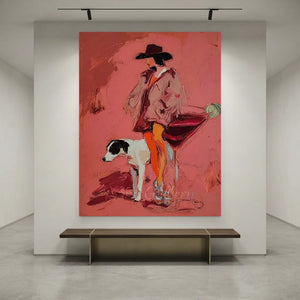 Handmade Surrealism Cowgirl Oil Painting #SS328
