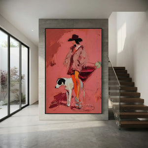 Handmade Surrealism Cowgirl Oil Painting #SS328