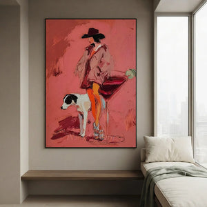 Handmade Surrealism Cowgirl Oil Painting #SS328