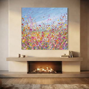 Vibrant Abstract Wildflower Meadow Splatter Art #NM328