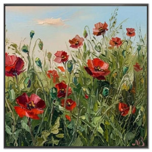 Vibrant Poppy Field Oil Painting #NM330