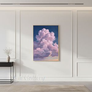 Dreamy Purple Clouds Sunset Hand-Painted Sky Canvas Oil Painting #SS211