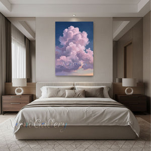 Dreamy Purple Clouds Sunset Hand-Painted Sky Canvas Oil Painting #SS211