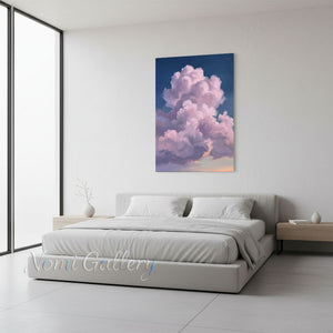 Dreamy Purple Clouds Sunset Hand-Painted Sky Canvas Oil Painting #SS211