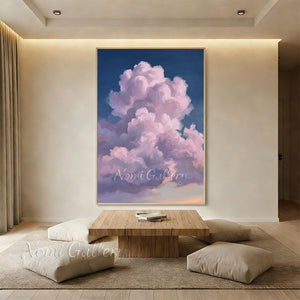 Dreamy Purple Clouds Sunset Hand-Painted Sky Canvas Oil Painting #SS211
