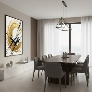 Handmade Modern Gold Circle Abstract Canvas Wall Art #TC008