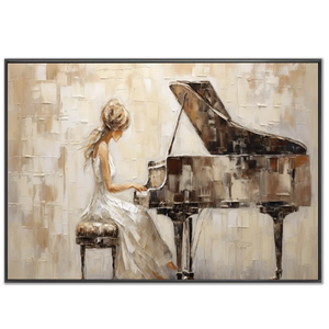 Elegant Pianist Textured Oil Painting #NM227