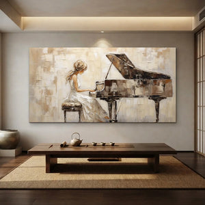 Elegant Pianist Textured Oil Painting #NM227