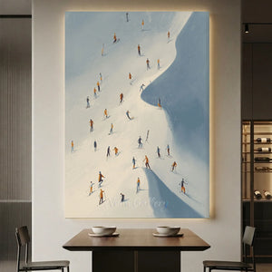 Mountain Skiers Winter Adventure Canvas Art #NM551
