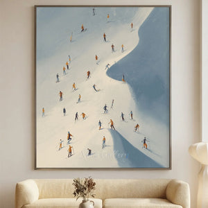 Mountain Skiers Winter Adventure Canvas Art #NM551
