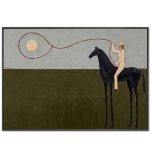 Abstract Horse & Rider Textured Painting #NM517
