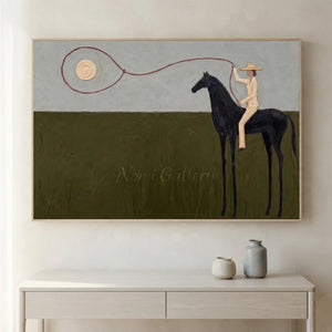 Abstract Horse & Rider Textured Painting #NM517