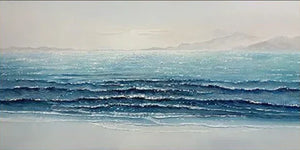 3D Textured Ocean Wave Abstract Hand-Painted Blue Coastal Wall Art #SS074
