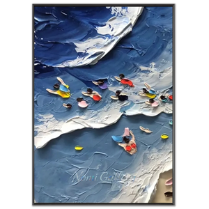 Vibrant Textured Ocean Swimmers Oil Painting #NM720