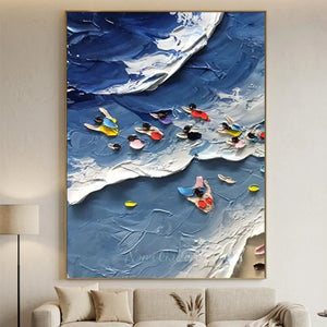 Vibrant Textured Ocean Swimmers Oil Painting #NM720