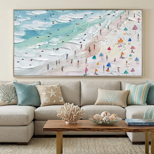 Vibrant Textured Beach Day Painting #NM672