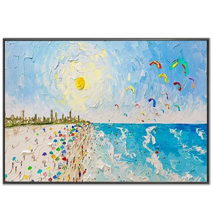 Vibrant Textured Beach Day with Kitesurfers #NM674