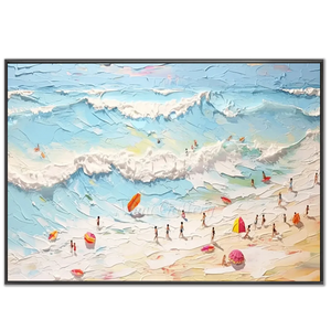 Vibrant Textured Beach Day Oil Painting #NM675