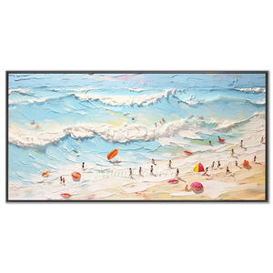 Vibrant Textured Beach Day Oil Painting #NM675