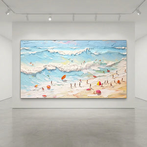 Vibrant Textured Beach Day Oil Painting #NM675