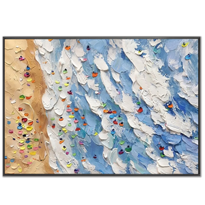 Textured Beach Waves & Colorful Shoreline Art #NM678