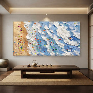 Textured Beach Waves & Colorful Shoreline Art #NM678