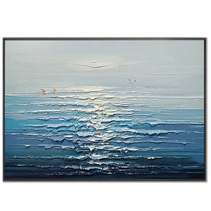 Serene Textured Ocean Art with Golden Light #NM680