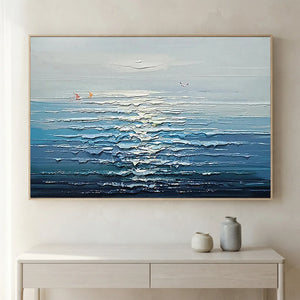 Serene Textured Ocean Art with Golden Light #NM680