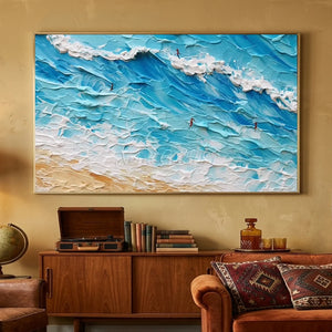 Dynamic Textured Ocean Waves & Beach Art #NM681
