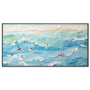 Textured Ocean Waves & Surfers Art #NM682