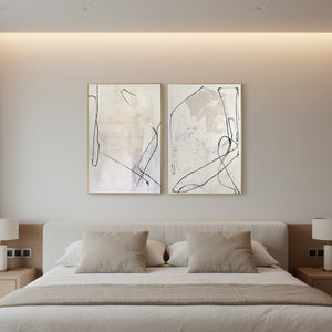 Beige Abstract Line Art 2-Piece Set Modern Wall Decor #SS102