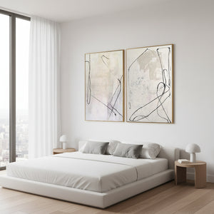 Beige Abstract Line Art 2-Piece Set Modern Wall Decor #SS102