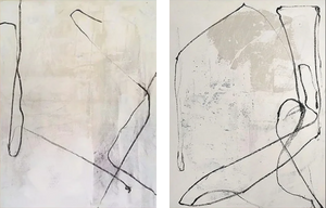 Beige Abstract Line Art 2-Piece Set Modern Wall Decor #SS102