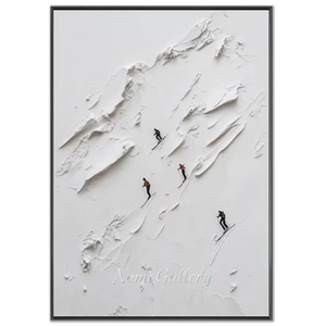 Dynamic Textured Mountain Skiers Wall Art #NM575