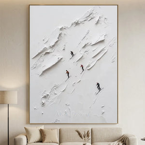 Dynamic Textured Mountain Skiers Wall Art #NM575