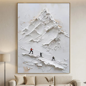 Majestic Textured Mountain Skiing Oil Painting #NM576