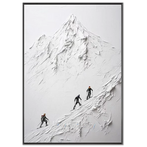 Textured White Mountain Peak with Skiers Wall Art #NM577
