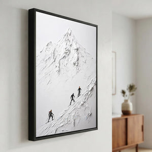 Textured White Mountain Peak with Skiers Wall Art #NM577