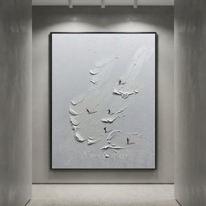 Dynamic Skiers on Textured Mountain Canvas Art #NM628