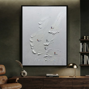 Dynamic Skiers on Textured Mountain Canvas Art #NM628