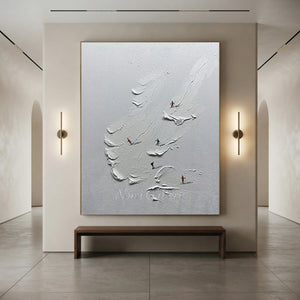 Dynamic Skiers on Textured Mountain Canvas Art #NM628