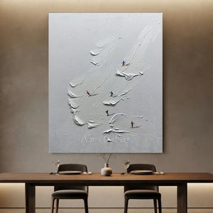 Dynamic Skiers on Textured Mountain Canvas Art #NM628