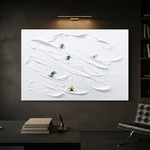 Dynamic Skiers Textured Snow Art #NM579